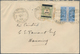 Macau: 1902/10, Bisects: 6 A./200 R. Bluish On Blue (pair) And 1 A. On Due Stamp Tied "MACAU 2-NOV 1 - Andere & Zonder Classificatie
