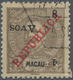 Macau: 1913, 4 A. On 8 A., Surcharge Inverted, Used, Torn Corner Perf. Backed. - Other & Unclassified