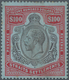 Malaiische Staaten - Straits Settlements: 1912-23 KGV. $100 Black & Carmine/blue, Used (fiscally), W - Straits Settlements