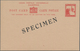 Palästina: 1927, 7 M Red Postal Stationery Card With Overprint "SPECIMEN" And Only With English Insc - Palestina