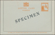 Palästina: 1927, 5 M Orange Postal Stationery Letter Card With Overprint "SPECIMEN" And Only With En - Palestina