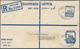 Palästina: 1930/1933, Two Uprated Registered Envelopes: Envelope 13m. Blue Uprated By 13m. Ultramari - Palestine