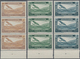 Syrien: 1934, 10 Years Republic Complete Set Of Ten Airmail Stamps To 100pia. In Vertical Strips Of - Syrië