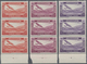 Syrien: 1934, 10 Years Republic Complete Set Of Ten Airmail Stamps To 100pia. In Vertical Strips Of - Syria