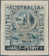 Südaustralien: 1890’s, Stamp Design Competition Handpainted ESSAY (42 X 49 Mm) In Blue Ink On Thin P - Briefe U. Dokumente