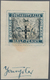 Südaustralien: 1890’s, Stamp Design Competition Handpainted ESSAY (28 X 25 Mm) In Blue Ink On Paper - Briefe U. Dokumente