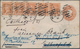 Victoria: 1890 (29.9.), Stat. Envelope QV 1d. Chesnut Uprated With QV 1d. Chestnut Pair + Strip/3 Co - Covers & Documents
