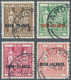 Cook-Inseln: 1936-44 Set Of Four New Zealand Postal Fiscals Optd. "COOK ISLANDS.", On Thick Cowan Pa - Cook Islands