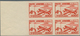 Fezzan: 1948, Imperf Air Mail Set Of Two Values In Margin Blocks Of Four, Mint Never Hinged, Fine An - Briefe U. Dokumente