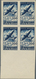 Fezzan: 1948, Imperf Air Mail Set Of Two Values In Margin Blocks Of Four, Mint Never Hinged, Fine An - Brieven En Documenten