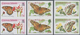 Kaiman-Inseln / Cayman Islands: 2005, Butterflies Complete Set Of Six In Vertical IMPERFORATE Pairs, - Cayman Islands