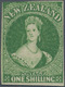 Neuseeland: 1862, QV Chalon Head 1s. Green With Wmk. Large Star Imperforate With Good To Wide Margin - Briefe U. Dokumente