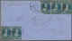 Neuseeland: 1866, 2 P Blue Pair And A Stripe Of Three With Circle Cancel "HOKITIKA" To Scotland, Via - Lettres & Documents