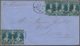 Neuseeland: 1866, 2 P Blue Pair And A Stripe Of Three With Circle Cancel "HOKITIKA" To Scotland, Via - Covers & Documents