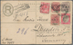 Transvaal: 1908 (14.12.), Registered Letter 4d. Olive-green Optd. 'V.R.I.' Uprated With Five Differe - Transvaal (1870-1909)