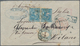 Uruguay: 1873, 5 C. Numeral Blue Perf., A Horizontal Pair Canc. Illegible On Cover Montevideo To Mil - Uruguay