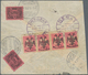 Albanien: 1913, 20 Pa Rose 'double Eagle', Horizontal Strip Of 4, Tied By Violet Cds BERAT/SHQIPENIE - Albanien