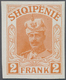 Albanien: 1914, Prince William Of Wied, 2fr. Orange, Imperforate Proof On Gummed Paper (fingerprints - Albanien