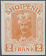 Albanien: 1914, Prince William Of Wied, 2fr. Orange, Imperforate Proof On Gummed Paper (fingerprints - Albania