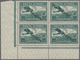 Albanien: 1927, 50 Q, 1 F And 2 F Airmail Stamps With Ovp "Rep.Shqiptare", 3 Lower Left Corner Block - Albanien