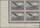 Albanien: 1927, 50 Q, 1 F And 2 F Airmail Stamps With Ovp "Rep.Shqiptare", 3 Lower Left Corner Block - Albanien