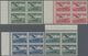 Albanien: 1928, Airmails, 5q.-3fr., Complete Set Of Seven Values In Marginal Blocks Of Four, Mint Ne - Albanië