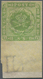 Dänemark: 1857 8s. Green Bottom Marginal Single, Wmk Crown Plus Part Marginal Sheet Wmk, Mint Never - Ungebraucht