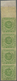 Dänemark: 1857 8s. Green Top Marginal Vertical Strip Of Four, Wmk Crown Plus Part Sheet Marginal Wmk - Ungebraucht
