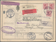 Dänemark: 1915, Three Stamps 50 Öre Brown On Parcel Card From Kobenhavn To Sweden, Card With Vertica - Ungebraucht