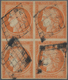 Frankreich: 1850, Ceres 40c. Orange, BLOCK OF FOUR (some Thin Spots/repairs), Bright Colour, Each St - Other & Unclassified