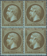 Frankreich: 1865, Napoleon Dentele 1c. "mordore" On Bluish, Block Of Four In Fresh Intense Colour An - Sonstige & Ohne Zuordnung