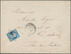 Frankreich: 1873, 25 C Blue Single Franking With Rhombus Cancel "AS.NA" On Letter To Calais, On Reve - Andere & Zonder Classificatie