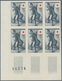 Frankreich: 1955, RED CROSS Set Of Two ‚Sculptures‘ In IMPERFORATE Blocks Of Six From Lower Left Cor - Sonstige & Ohne Zuordnung