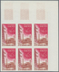 Delcampe - Frankreich: 1959, Architecture Complete Set Of Four In IMPERFORATE Blocks Of Six From Different Corn - Sonstige & Ohne Zuordnung