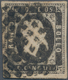 Italien - Altitalienische Staaten: Sardinien: 1851. 5 Cente. Black, Wide Margins, Fold, Certificate - Sardinia