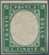 Italien - Altitalienische Staaten: Sardinien: 1857, 5 C Myrtle Green Unused Without Gum, All Sides F - Sardinia