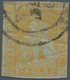 Italien - Altitalienische Staaten: Toscana: 1851. 1 Soldo Yellow On Bluish Paper, Cancelled By Doubl - Toskana