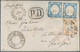 Italien: 1861: Naples Provinces, 10 Gr Bistre And A Pair 2 Gr Blue, Tied By Small Circle "NAPOLI AL - Gebraucht