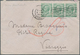 Italien: 1906 5 C. Green Unperforated, Strip Of Three On Letter Tied By Machine Cancel ROMA FERROVIA - Used