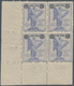 Italien: 1924. 1 L On 20 C Blue "Vittorio Veneto, Block Of Four From The Lower Left Corner Of The Sh - Gebraucht