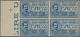 Italien: 1925/1926, 70 Cent. Carmine And 1.25 L Blue Each In Block Of Four Unused, Imperforted With - Gebraucht