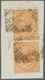 Italien - Stempel: 1863, "20 C. Orange" (Sassone No. T17), Pair Of Two On Piece Of Cover By Two Stri - Marcofilie