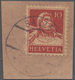 Liechtenstein - Vor- Und Mitläufer: 1921, SCHWEIZ-Mitläufer, 10 Rp. Rot Tell Auf Pracht-Briefstück M - ...-1912 Vorphilatelie