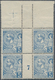 Monaco: 1897, 5c. Blue, Top Marginal Gutter Block Of Four, Lower Pair With Millesime "7", This Pair - Ungebraucht