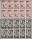 Monaco: 1942, Airmail Issue Complete Set Of Six In IMPERFORATE Blocks Of Ten, Mint Never Hinged And - Ongebruikt