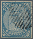 Norwegen: 1855 4s. Blue Showing Variety "DOUBLE FOOT", Used And Cancelled By Circle Of 11 Bars, Even - Other & Unclassified