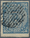 Norwegen: 1855 4s. Blue Showing Variety "DOUBLE FOOT", Used And Cancelled By Circle Of 11 Bars, Comp - Other & Unclassified