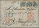 Österreich: 1854, 2 Kr Schwarz U. 6 Kr Braun Maschinenpapier, Je Rückseitig, Zusammen Mit 3 X 9 Kr B - Gebruikt