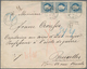 Österreich: 1874, 10 Kreuzer Blau Im Senkr. 3er-Streifen Auf Reco-Brief (kleine Spuren/Mgl.) Von Hab - Gebruikt