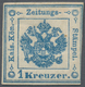 Österreich - Zeitungsstempelmarken: 1858, 1 Kr. Blau, Grober Druck, Provisorische Type I, Dreiseitig - Newspapers